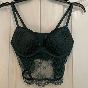 Victoria Secret Green Push Up Bra Corset, size 34B